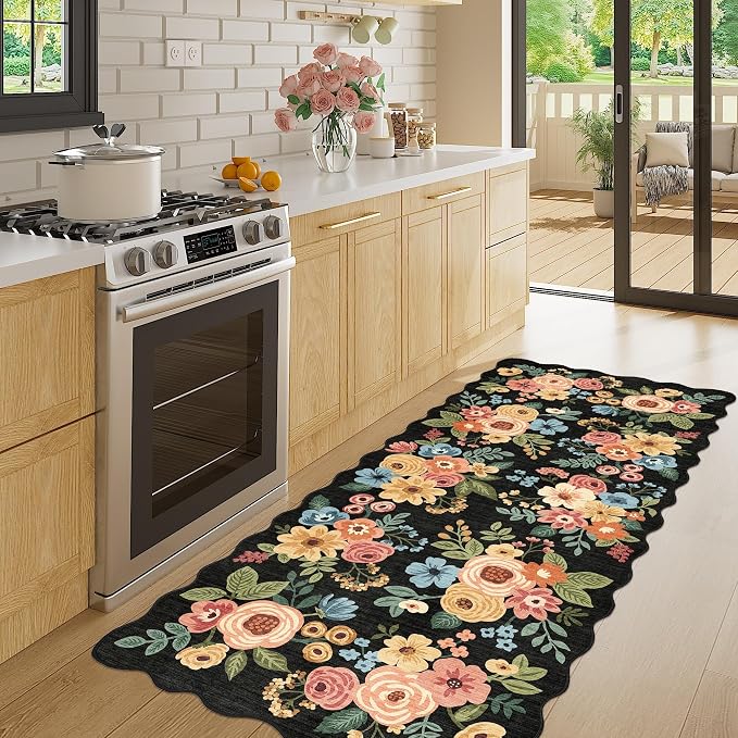 DUKINO 2x5 Washable Runner Rug, Floral Non Slip Rug - Image 3