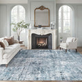 Soalmost 9x12 Area Rugs for Living Room Washable Rug Abstract Blue/Grey | by Soalmost
