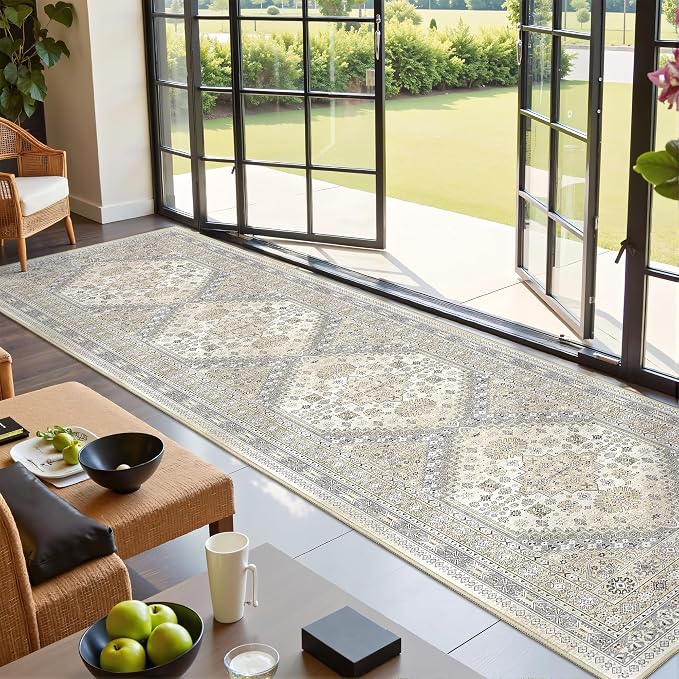 2.5x10 Kitchen Runner Rug Non Slip Vintage Washable Rugs, Carpet Runner by Restydon