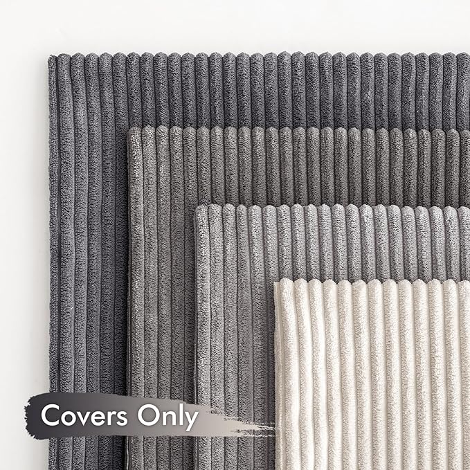 MIULEE Soft Corduroy Decorative Throw Pillow Covers Neutral Grey 18x18 | Set of - Image 4
