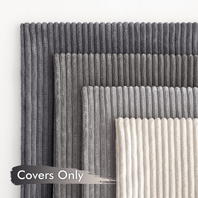 MIULEE Soft Corduroy Decorative Throw Pillow Covers Neutral Grey 20x20 | Set of - Image 4