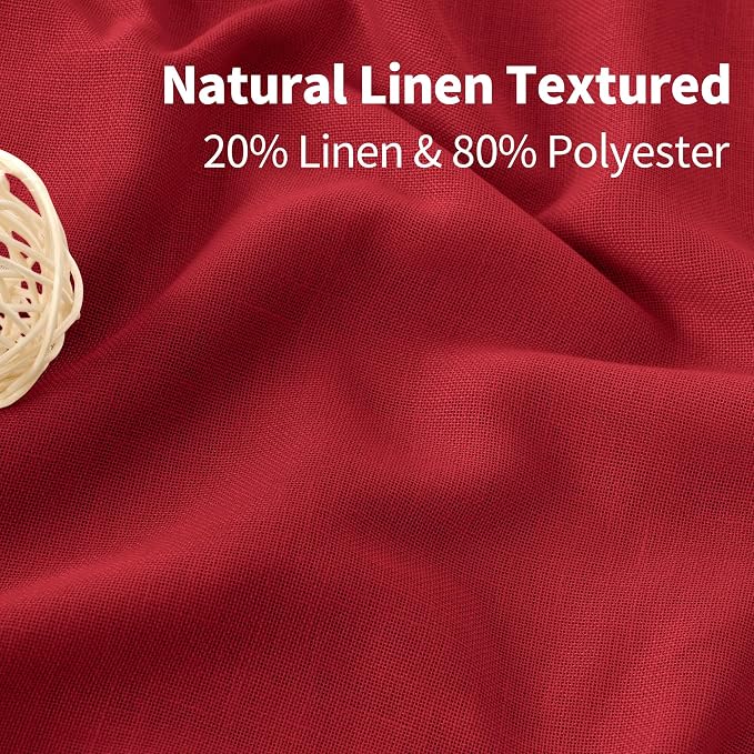 YoungsTex Red Linen Kitchen Curtains 40 Inch Length, Short Light Filtering - Image 4