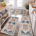 HEBE Boho Kitchen Rugs Set of 3, Non Slip Washable Kitchen Mats by HEBE