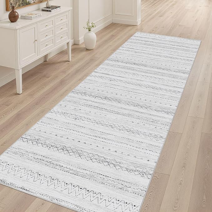 cotiled Hallway 2.6x8 Runner Rugs Washable Boho Rug Grey | Stain Resistan - Image 8