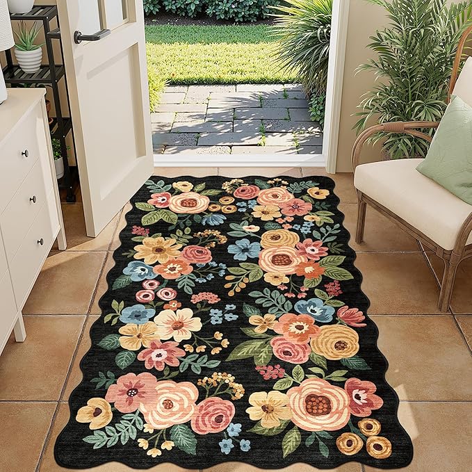 DUKINO 3x5 Area Rugs, Non Slip Floral Washable Rug by DUKINO