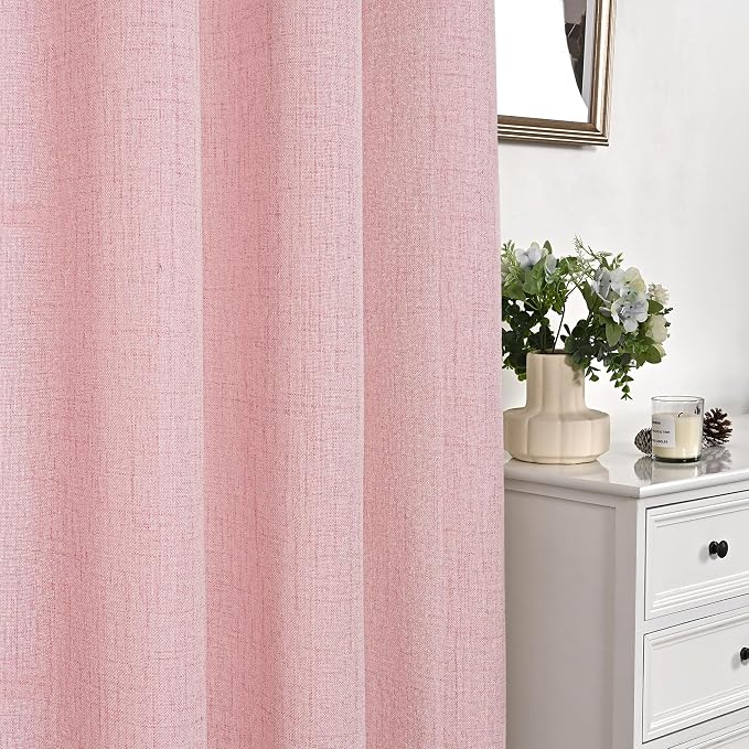 YoungsTex Light Pink Linen Curtains 84 Inch Length - Image 4