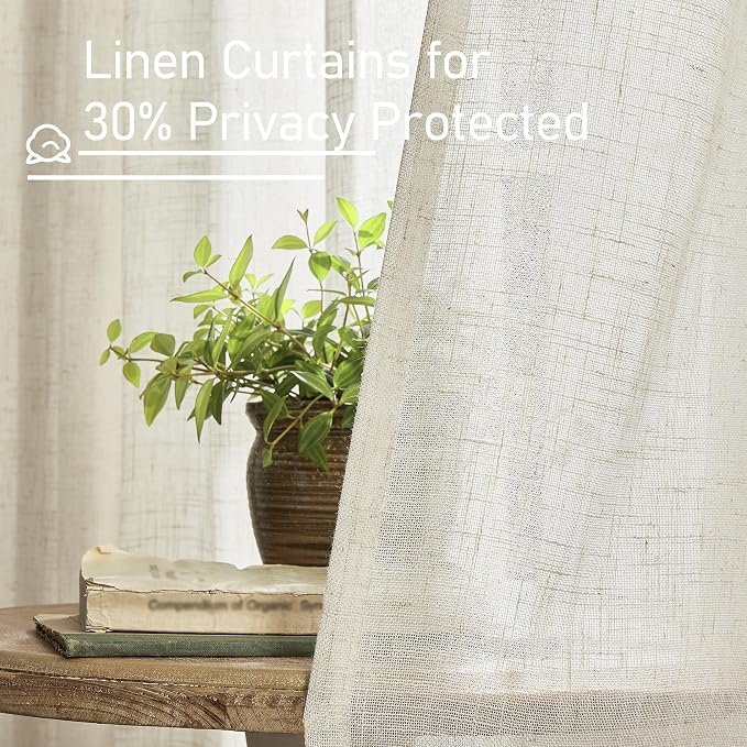 63 Inch Semi Sheer Linen Curtains - Image 5