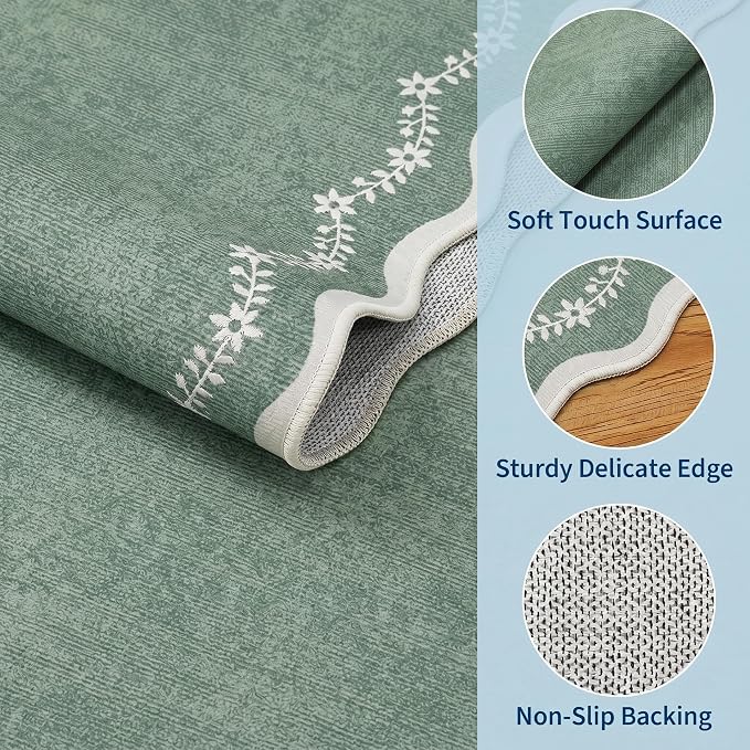 GarveeHome 2.5x10 Scalloped Washable Runner Rug Long Hallway Kitchen Rug | Soft - Image 5