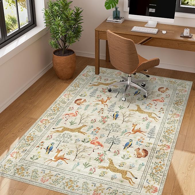 DUKINO 4x5 Area Rug, Washable Animal Rug - Image 3