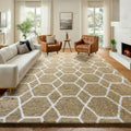 6x9 Area Rugs for Living Room Bedroom, Fluffy Beige and White Geometric Rug | by ONASAR