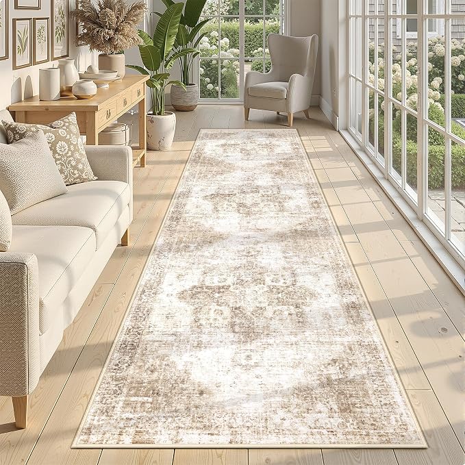 Runner Rug 2x8 Washable Rug, Vintage Boho Medallion Hallway Runner Non-Slip by VECARF