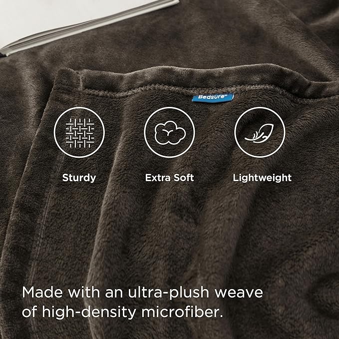 Bedsure GentleSoft Fleece Blankets Queen Size Brown - Bed Blanket Soft Lightweight Plush Fuzzy Cozy Luxury Microfiber, 90x90 inches