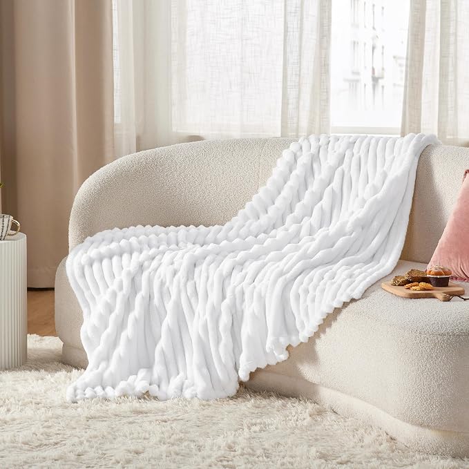 Bedsure Soft Throw Blanket for Couch Decor Gifts Bright White 50"x70" | - Image 6
