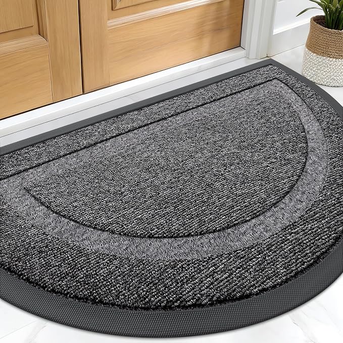 OLANLY Half Circle Front Door Mat Outside 29.5x17 All-Season Rubber Doormat | by OLANLY