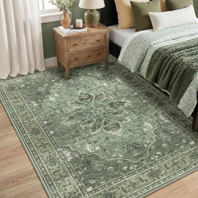 RELEANY Washable Area Rug, Water Repellent, Pet Friendly, Vintage Floral Boho - Image 3
