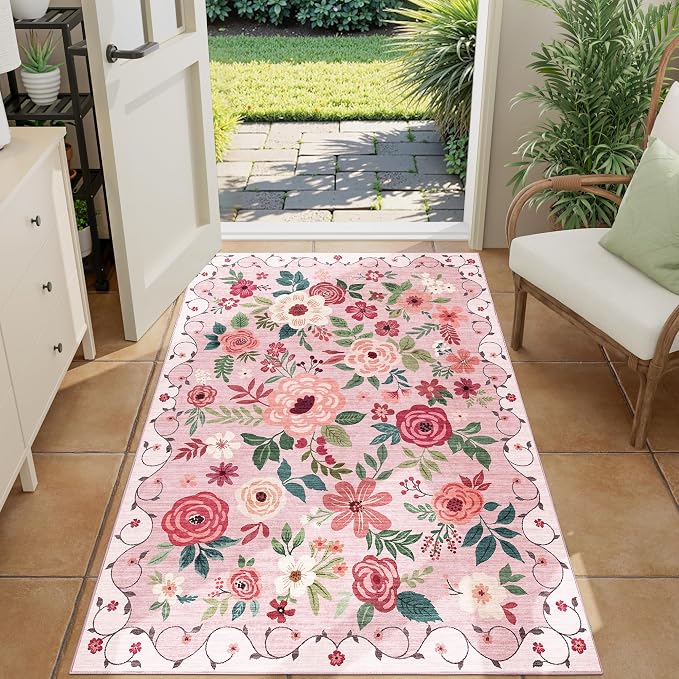 DUKINO 3x4 Area Rug, Floral Washable Rug - Image 3