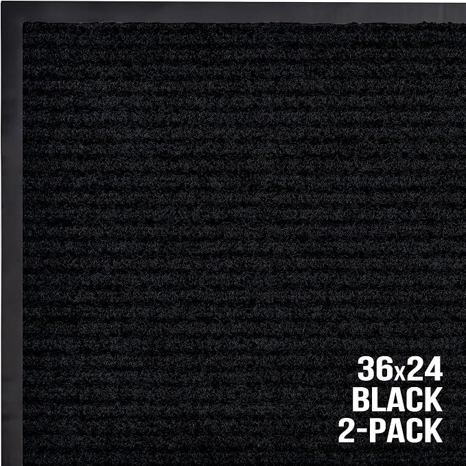 Front Door Mat, Indoor Outdoor Welcome Entryway Muddy Entrance, 36x24 Black | - Image 7