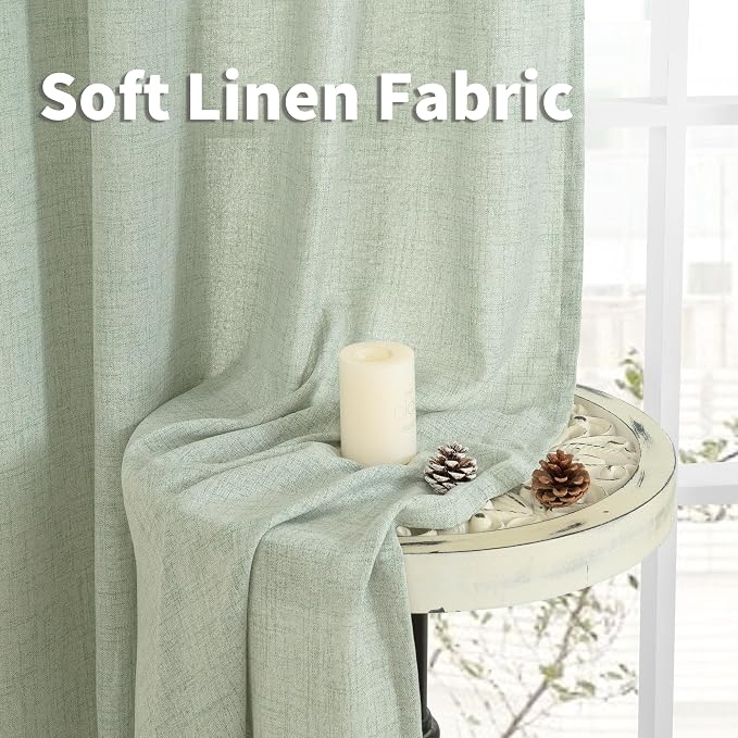 YoungsTex Sage Green Linen Curtains 95 Inch Long - Image 8