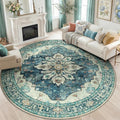 RELEANY Washable Area Rug, Round 8ft, Water Repellent, Pet Friendly, Vintage by RELEANY