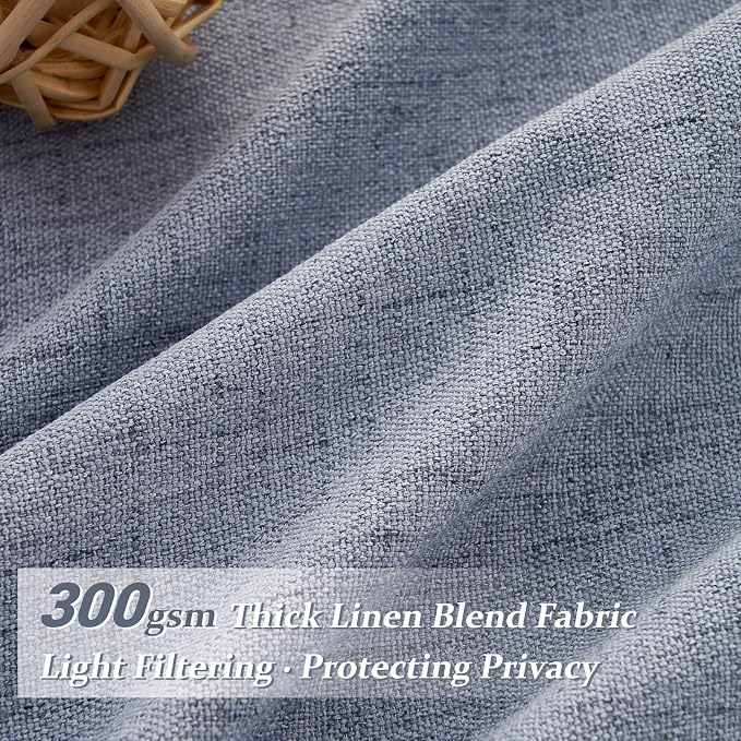Pinch Pleated Linen Greyish Blue Sheer Curtains 84 Inches Long - Image 2