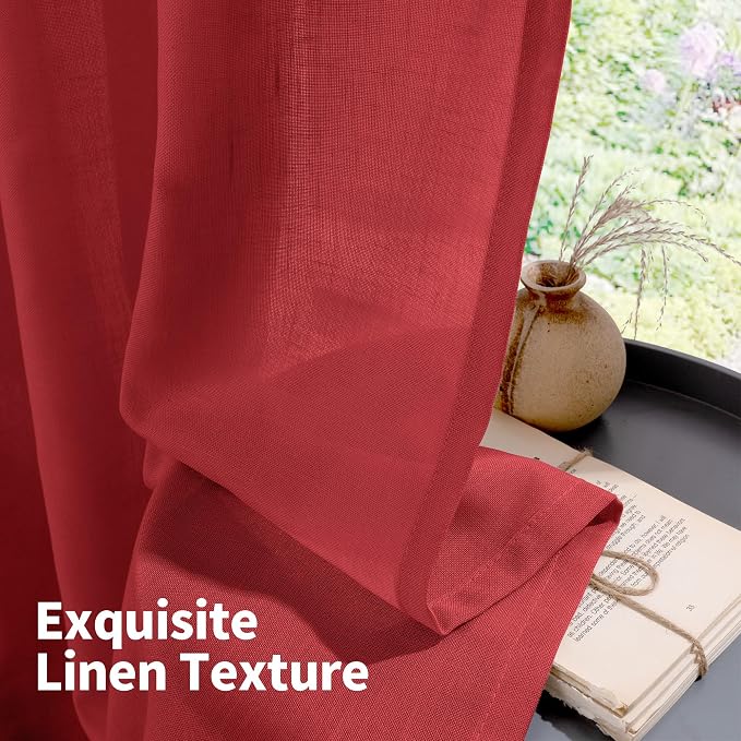 YoungsTex Red Linen Curtains 63 Inch Length - Image 8