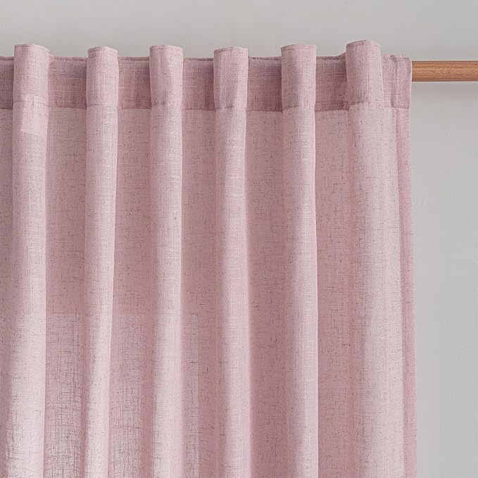 MYSKY HOME Pink Sheer Curtains for Girls Bedroom 84 Inches Long Girl Curtain - Image 2