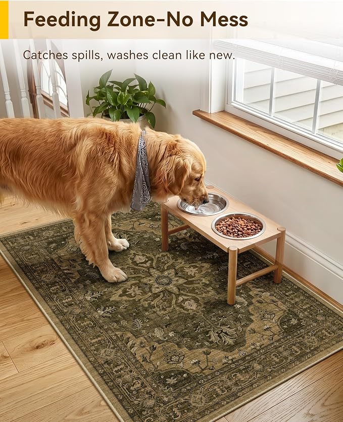 RELEANY Washable Area Rug, Small 2'x3', Water Repellent, Pet Friendly, Vintage - Image 2