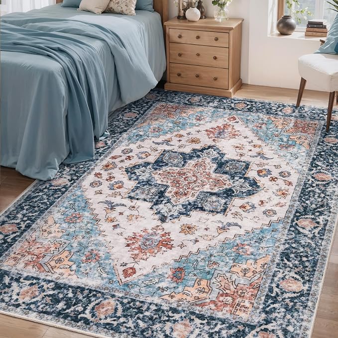 SERISSA 4x6 Washable Non Slip Boho Area Rug by SERISSAHomeDecorCollection