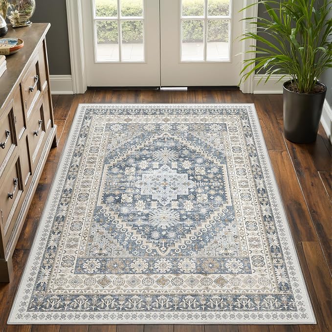 4x6 Area Rugs for Living Room Rugs for Bedroom, Low Pile Soft Non Slip Washable - Image 3