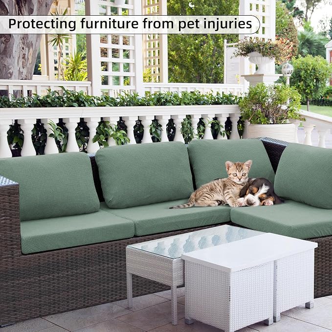 8PCS Patio Cushion Covers.Patio Furniture Couch SeatSlipcovers | Washable - Image 5