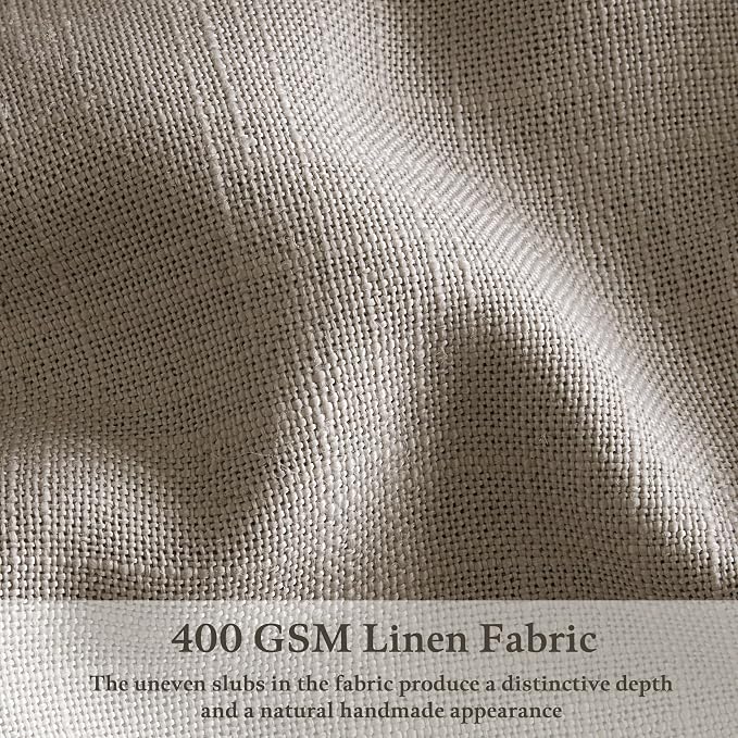 Taupe Brown Pinch Pleated Semi Sheer Linen Blend Drapes 112 Inches Long 50W | - Image 3