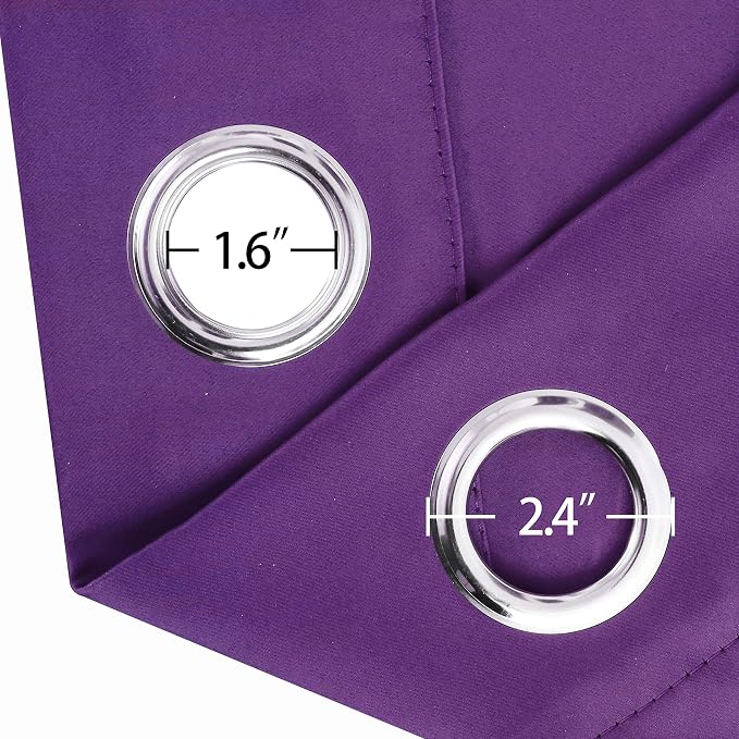 Purple Blackout Curtains 34 x 84 Inch Length/Set of 2 Curtain Panels/Thermal - Image 6