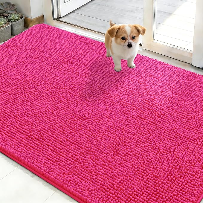 OLANLY Dog Door Mat for Muddy Paws 48x30, Super Absorbent Chenille Mud Mat | by OLANLY
