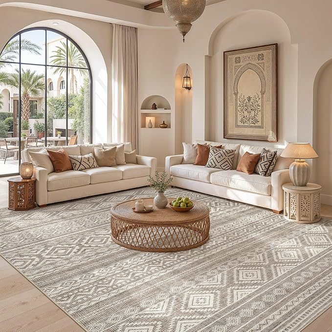 cotiled Boho 7x10 Area Rug for Living Room: Large Moroccan Washable Rug | Solve - Image 4