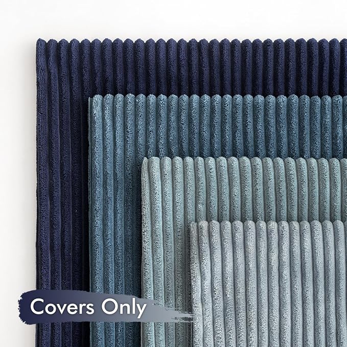 MIULEE Soft Corduroy Decorative Throw Pillow Covers Blue Navy Series 18x18 | - Image 6