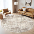 LOONGRUG Round Rug 5x5 Washable Neutral Modern Circle Area Rug Brown Beige | by LOONGRUG