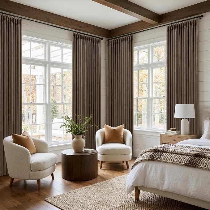 100% Blackout Pinch Pleat Linen Curtains Dutch Cocoa Brown 100 Inch Length | - Image 7