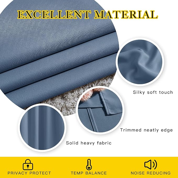 NICETOWN Stone Blue Blackout Curtains 96 inches Long, Grommet Thermal Insulated - Image 4