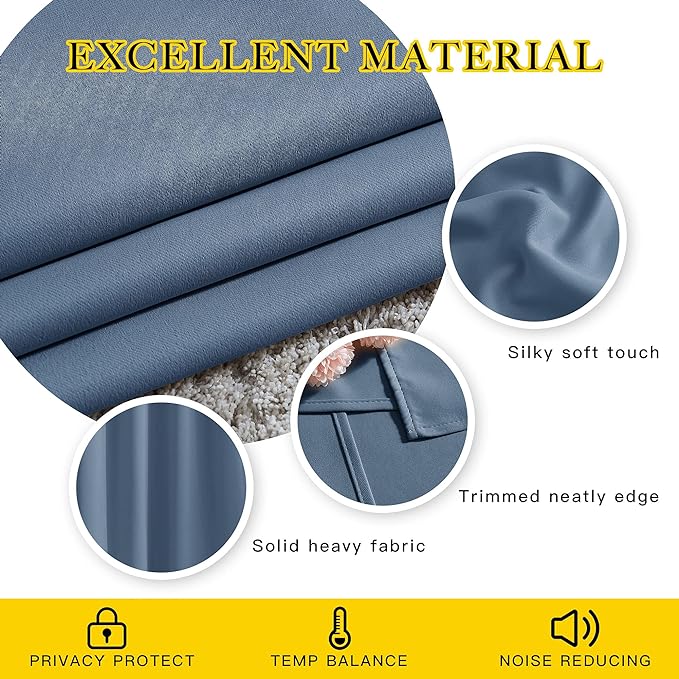 NICETOWN Blackout Living Room Curtains Extra Wide, Triple Weave Grommet Top - Image 4