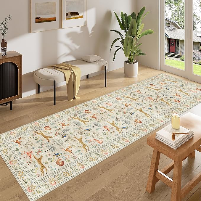 DUKINO 2x8 Washable Runner Rug, Non Slip Animal Kitchen Runner Rug, Low Pile - Image 3
