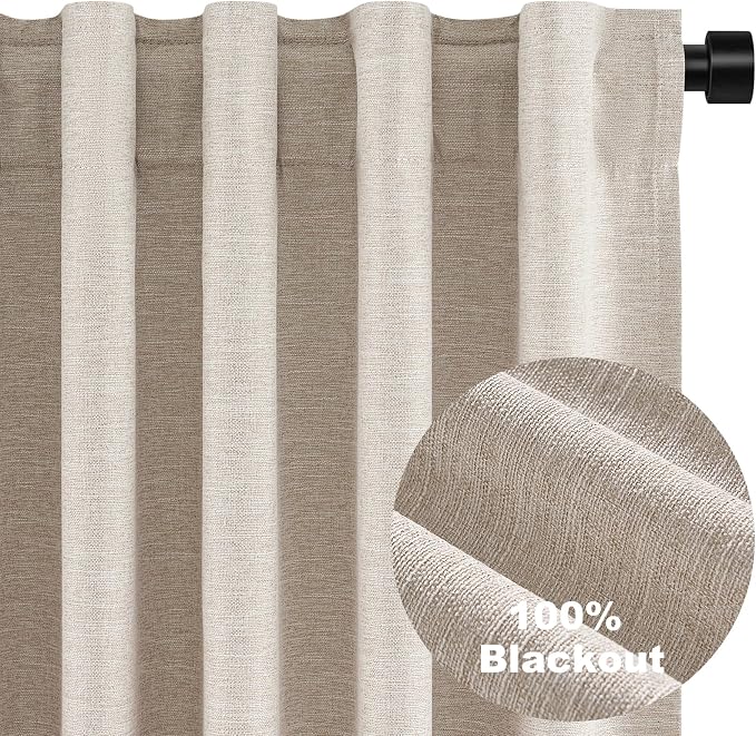 Topfinel 54 Inch Long Linen Blackout Tiers Curtains - Image 7