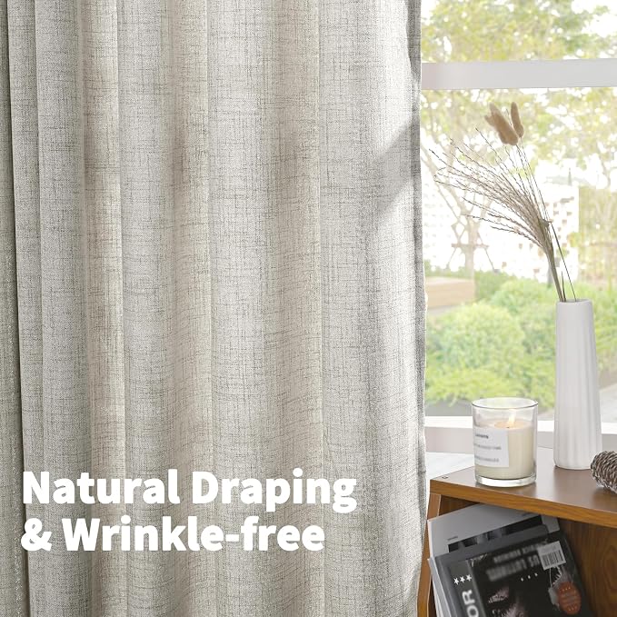 YoungsTex Dark Grey Linen Curtains 63 Inch Length - Image 5