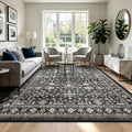 Grey Area Rug 9x12 for Living Room Bedroom | Low Pile; Non Slip;Machine by WelcometoBabovid