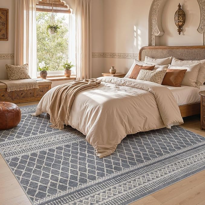 cotiled Boho 10x14 Area Rug for Living Room: Large Moroccan Washable Rug | - Image 5