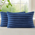 decorUhome Fall Faux Fur Throw Pillow Covers 12x20 Set of 2 Navy Blue | by decorUhome