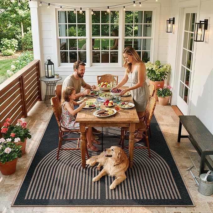 Lahome Modern Rainbow Easy Jute Carpet, Washable 5x7 Area Rugs - Image 2