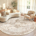 Round Rugs 6ft Washable Rug, Vintage Boho Medallion Rugs Non-Slip Soft Low Pile by VECARF