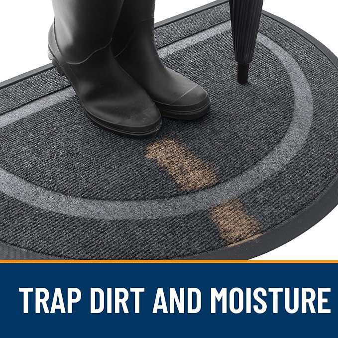 OLANLY Half Circle Front Door Mat Outside 29.5x17 All-Season Rubber Doormat | - Image 6