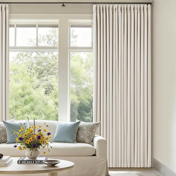Ivory Cream Linen Blackout Curtains 112 Inches Long by Twodrapes