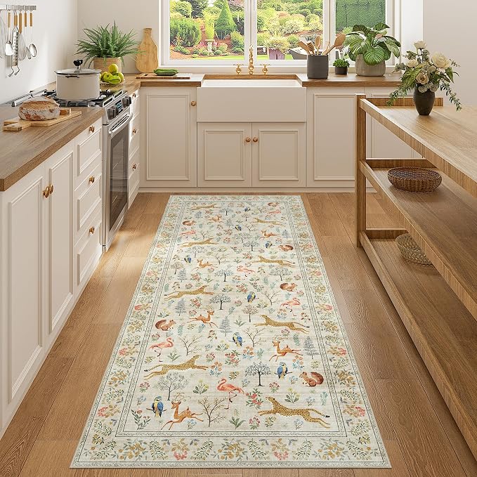 DUKINO 3x7 Hallway Runner Rug, Non Slip Animal Kitchen Runner Rug, Low Pile - Image 4